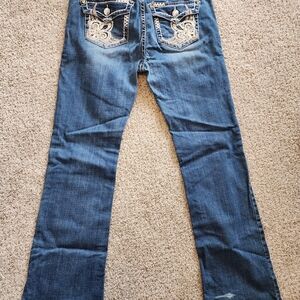 L.A. Idol Blue Boot Cut Jeans with Embroidery
